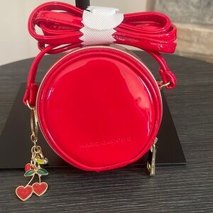Marc Jacobs Mini Red Patent Leather Canteen Bag with Cherry ❤️ Key Chain